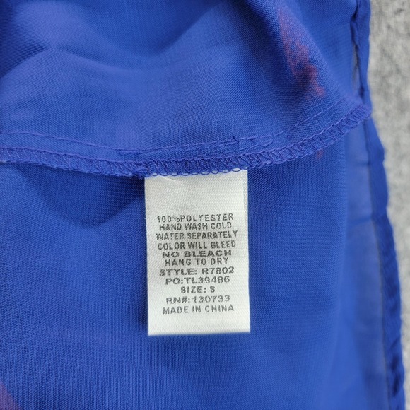 Umgee Dress Womens S Blue Orange Sleeveless Pleated Swing Shift Pom Pom Trim - Picture 4 of 13